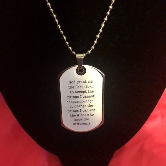serenity prayer dog tag necklace
